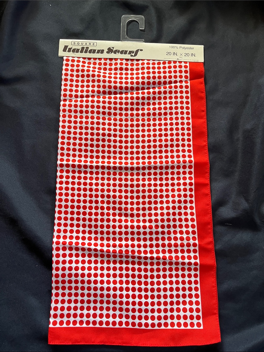 Vtg Kmart White & Red Polka Dot 20” Square Italian Scarf NWT Polyester Italy
